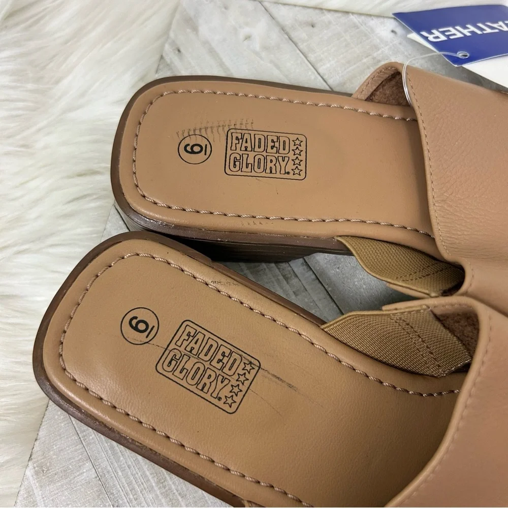 NWT Deadstock Vintage Faded Glory Leather Slide Sandals Size 6
